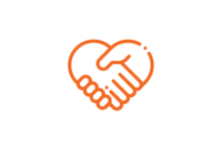 Hearts shaped handshake icon for respect